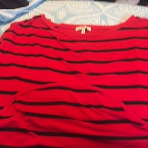 Red and Black Striped Top